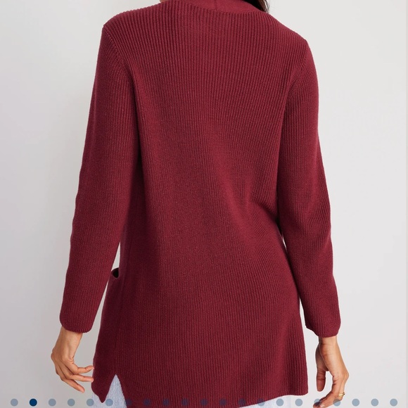 NWT OLD NAVY Textured Long-Line Open-Front Sweater Color: Red Red Wine - Picture 3 of 6